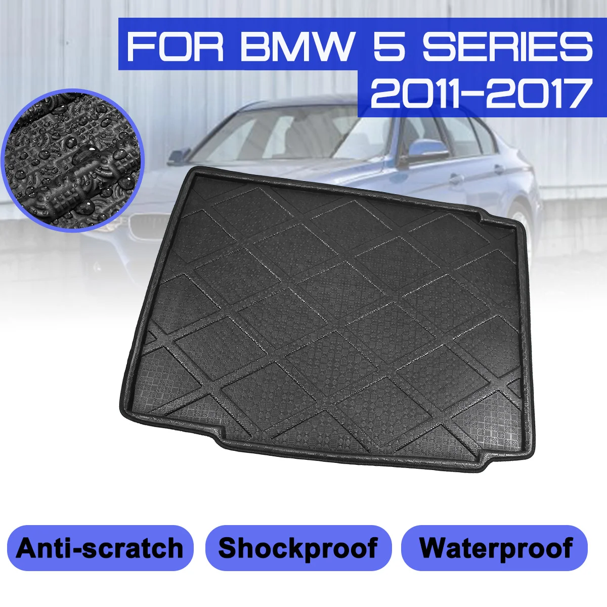 Автомобильный напольный коврик противогрязевой для заднего багажника BMW 5 серии