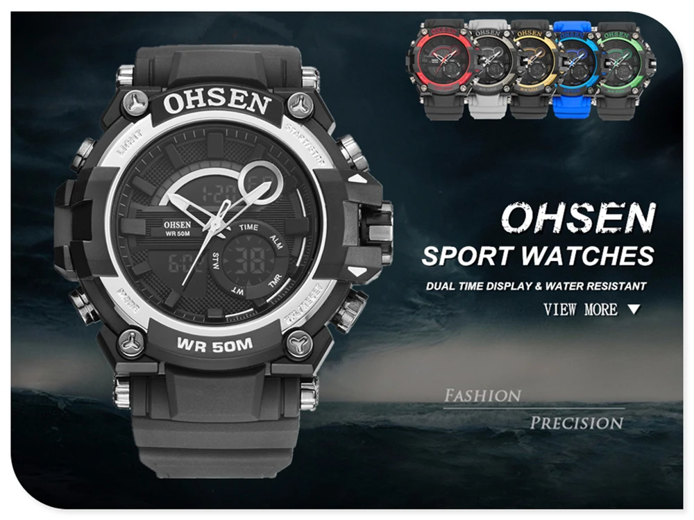 OHSEN, топ класса люкс, Relogio Masculino, часы для мужчин, Военный стиль, светодиодный, наручные часы, военные часы, мужские, водонепроницаемые, армейские, цифровые, мужские часы