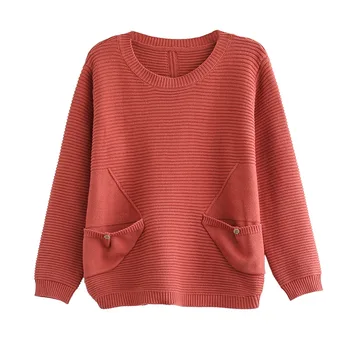 

Solid Color Retro Design Pullover Knitted Sweater Loose Slim Tops Autumn New Design Thinn For Woman A0B2Z40 Girls Sweaters