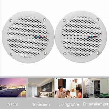

1 Pair Waterproof 25W Full Range Marine Boat Ceiling Wall Speakers Lawn Garden Water Resistant Install Speaker