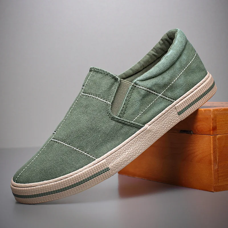 Mens Canvas Shoes New Men Casual Slip On Wear-Resisting Flat Shoes Brand Coth shoes Fashion Driving Shoes 3