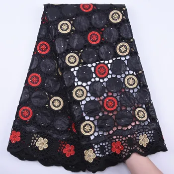 

SJD LACE Bazin Lace Embroidery African Lace Fabric Bright Diamond French Lace Fabric 2020 Nigerian Fabric For Women Party A1941