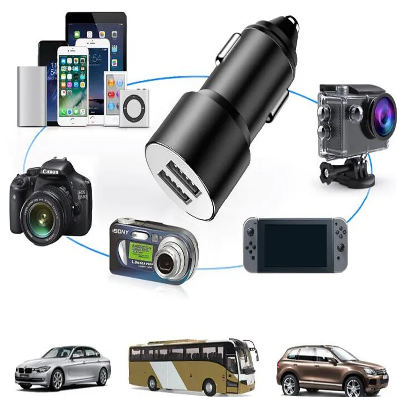 500 шт./лот мини USB Автомобильное зарядное устройство для мобильного телефона планшета gps Автомобильное зарядное устройство двойной USB автомобильный адаптер зарядного устройства для телефона