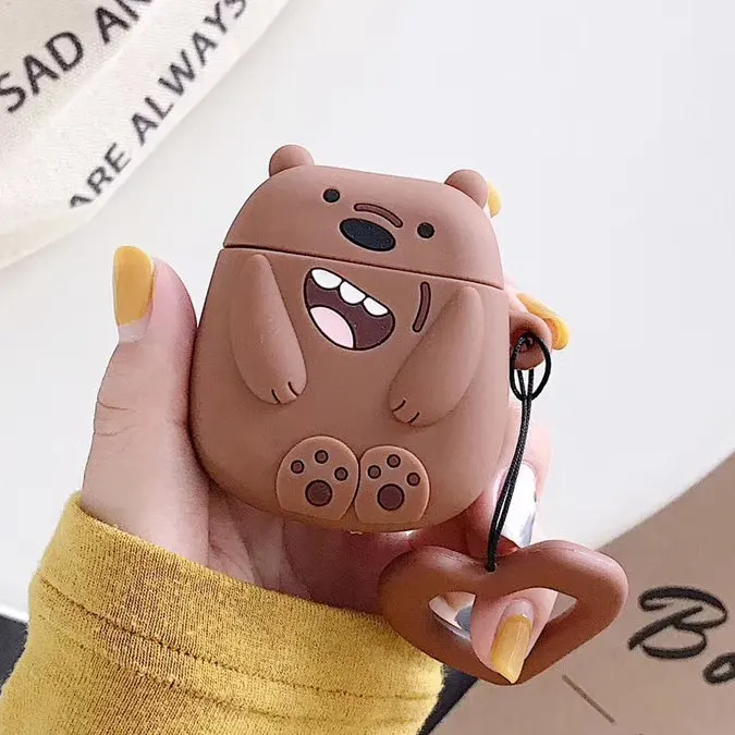 1 Чехол для наушников для AirPods чехол с мультяшным медведем силиконовый чехол для Apple Air pods 2 милые наушники сумка для Earpods чехол s аксессуары - Цвет: 1
