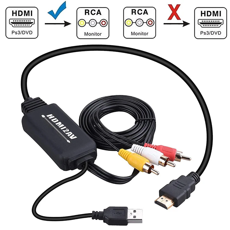 1 шт. 1080P HDMI в 3 RCA AV видео аудио кабель конвертер адаптер
