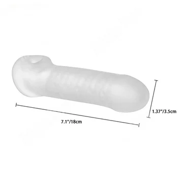 1 Piece Penis Enlargement Sleeve for Couples Silicone Cock Cover Penis Extender Time Delay Trainer Dotted Cock Rings 4