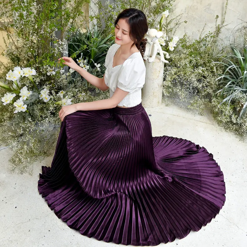 

Summer Pleated Mini Skirt Elastic Black High Waist Chiffon A-line Casual Short Skirt Plus Size XXL Beach faldas mujer G1895