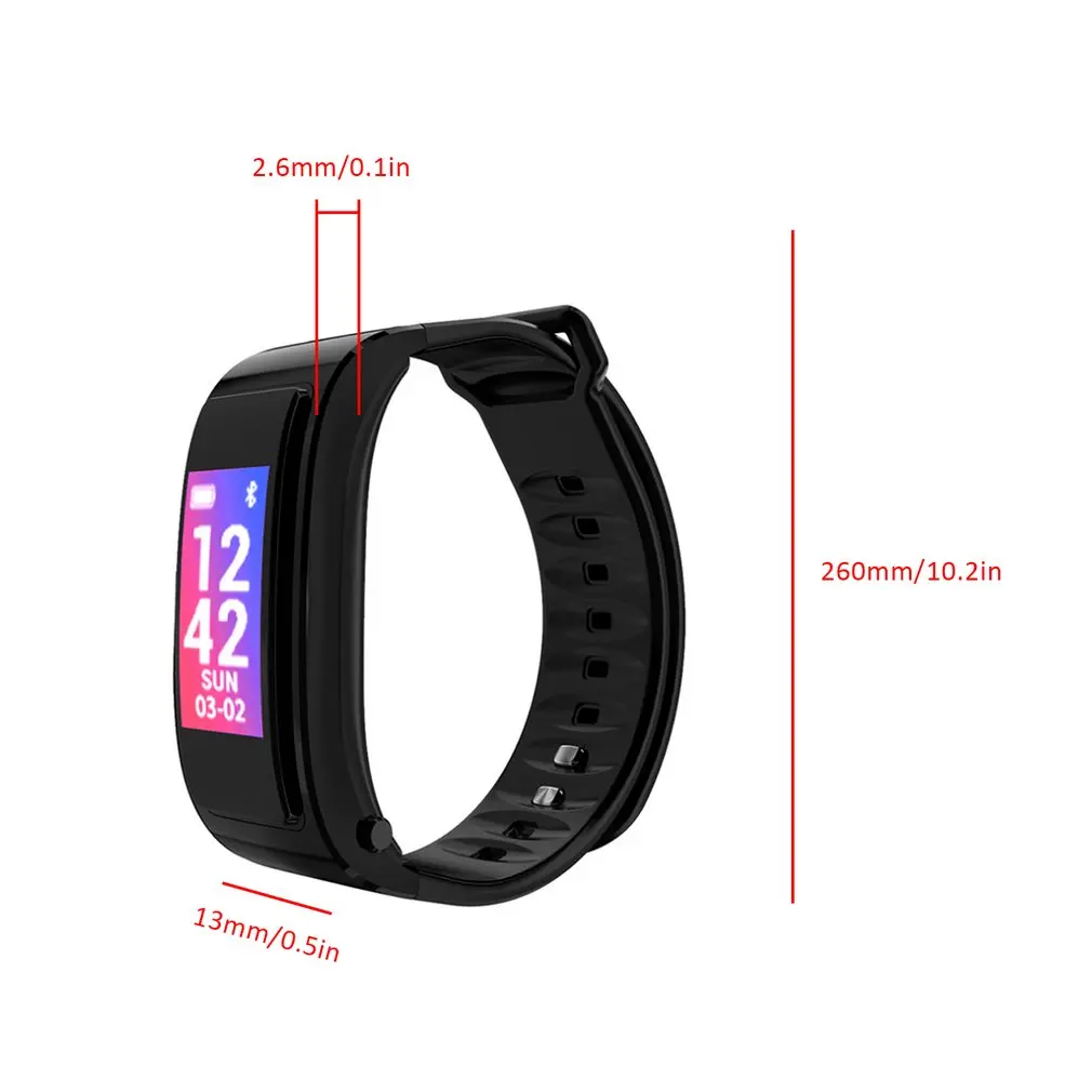 Smart Band Bluetooth Earphone Bracelet Intelligent Bluetooth Talk Black Outdoor Sports FitnessTracker Bracelet Wristband Watch