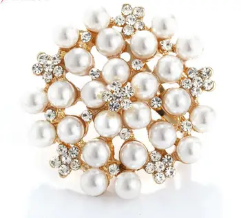 

Fashion New Women Pin Rhinestone Pearls Flower Brooches Pins Accessories Gifts AAAAAA Free shipping