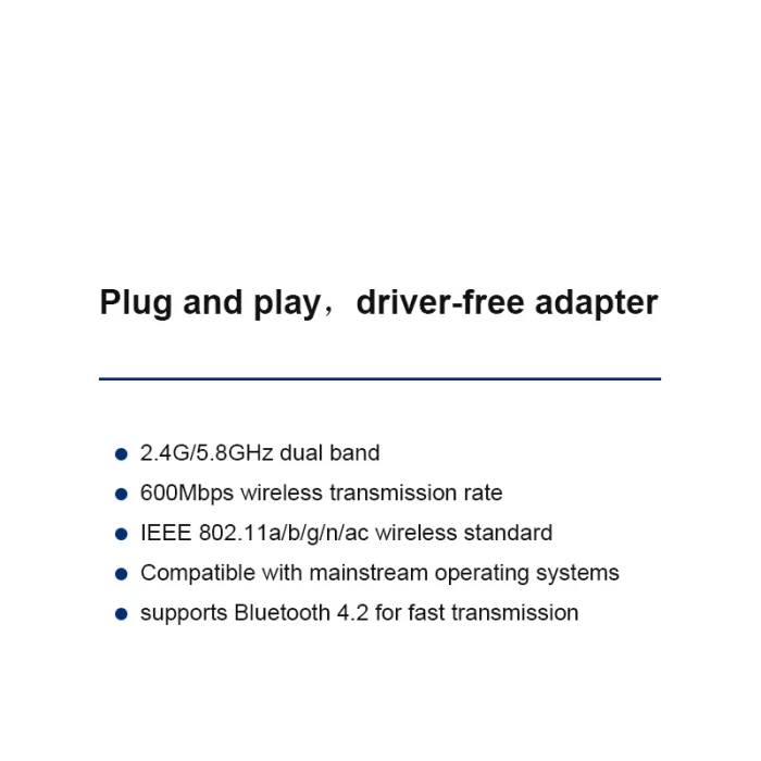 USB мини WiFi адаптер 2,4G/5G двухдиапазонный Bluetooth беспроводной сетевой адаптер для ПК настольный VDX99