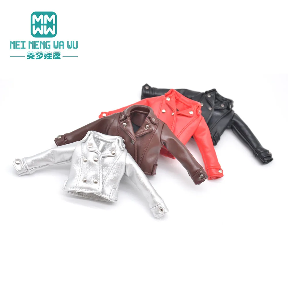 Blyth-ropa de muñeca, chaquetas de cuero de moda, Negro, Rojo, plata, marrón, para Blyth Azone OB23 OB24 1/6, accesorios para muñecas, 1 Uds.