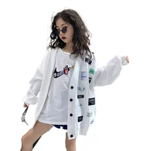 

Girls label jacket 2021 spring new Korean style girl western style knitted cardigan all-match top coat sweater