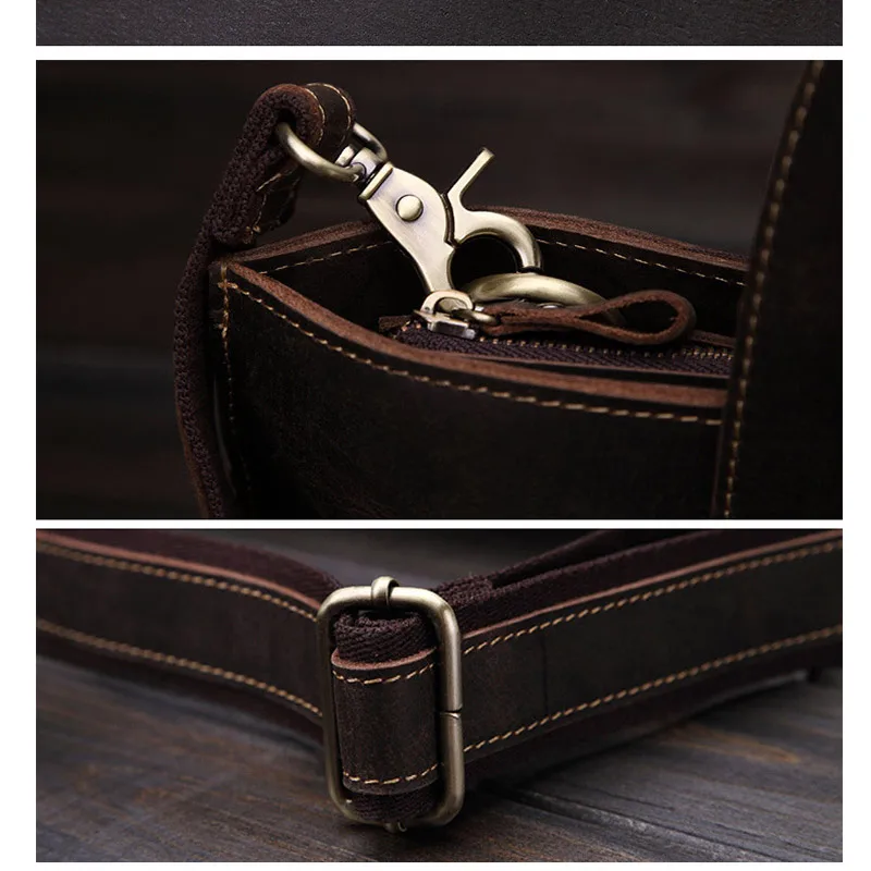 Vintage Men's Office Laptop Briefcases Men Genuine Leather Handbag Real Cowhide Leather Messenger Bag Male  Travel Shoulder Bag
