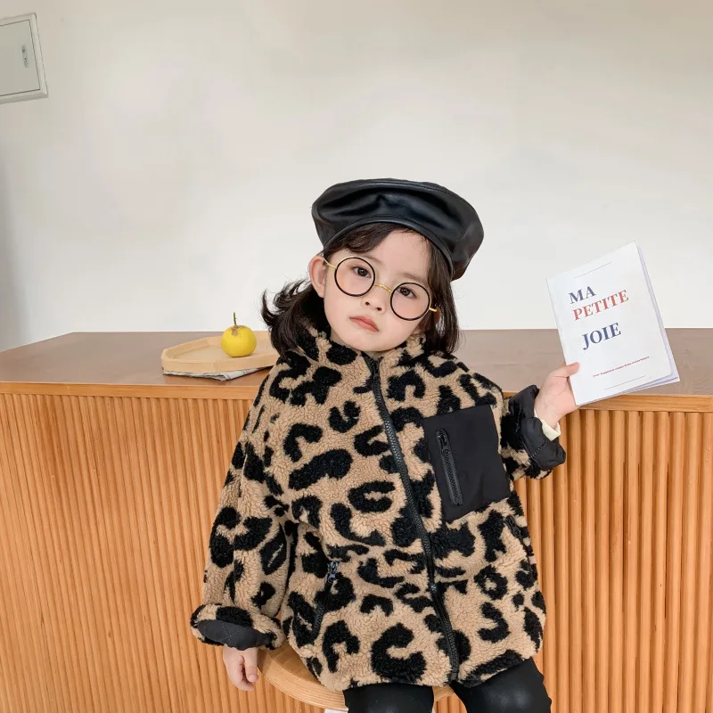 

2 3 4 5 6 Years Kids Coats Autumn Winter Thicken Leopard Print for Girl Toddler Baby Jackets 2020 High Quality Children Jacket