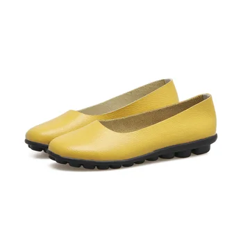 

Flat Shoes Women Leather Loafers 2020 Spring New Non-slip Retro Shallow Pregnant Women Plus Size Shoes Free Shipping
