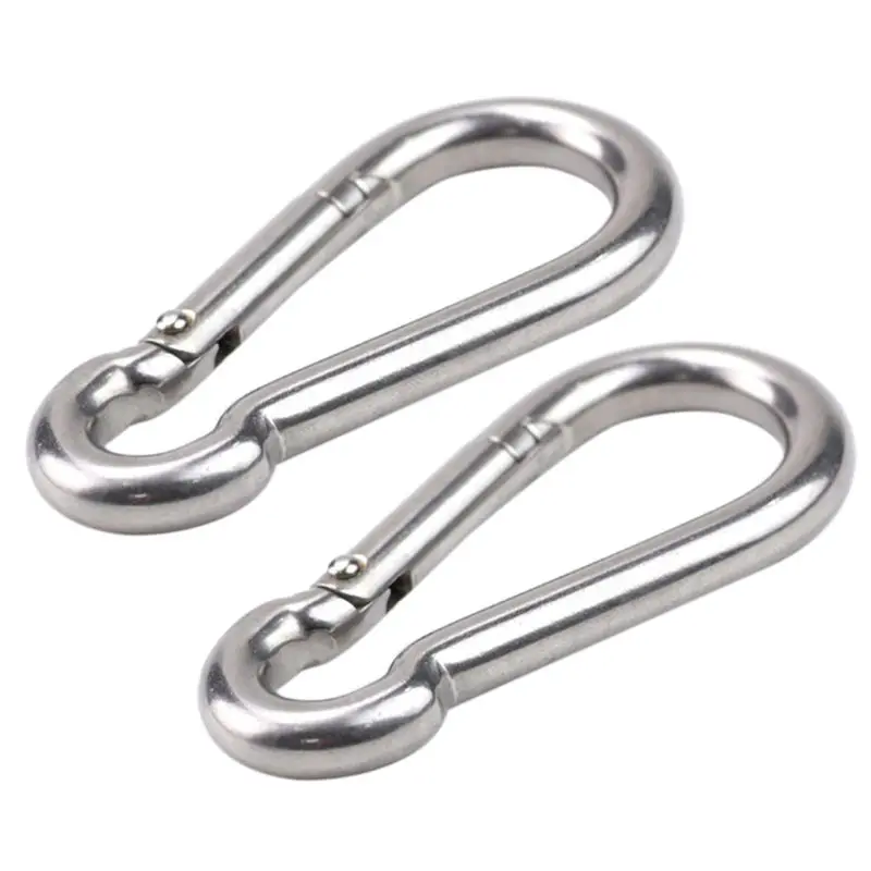 2pcs Stainless Steel Spring Snap Hook Carabiner Clips for Hammock Hiking Camping | Обустройство дома