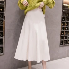 JUAYKALA женская большая свободная юбка длинная юбка Осень Зима Высокая талия Трикотажная хлопковая юбка женская юбка с высокой талией