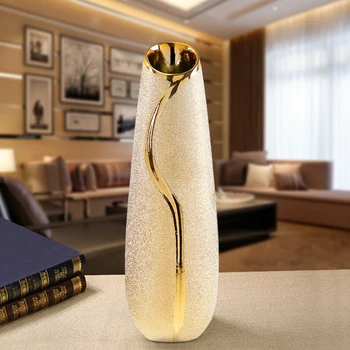 

NORDIC GOLDEN CERAMIC VASE TABLETOP VASES CRAFTS DECORATIVE ORNAMENTS GIFTS YELLOW VASES FOR HOME WEDDING DECORATION J