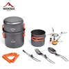 Widesea Camping Cookware Set Outdoor Tableware Equipment Supplies Burner Stove Folding Knife Fork Portable Pot Suit Tourism Cup 1