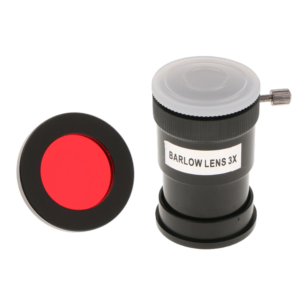 1.25 inch 3X Barlow Lens Multi-coated Broadband Film M42 Thread & Telescope Eyepiece Color Filter (Red) for Astronomy Accessory