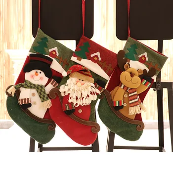 

3 Pairs 2020 New Christmas Socks Gift Bag Christmas Tree Decoration Pendant Christmas Gift Supplies Santa Claus Socks