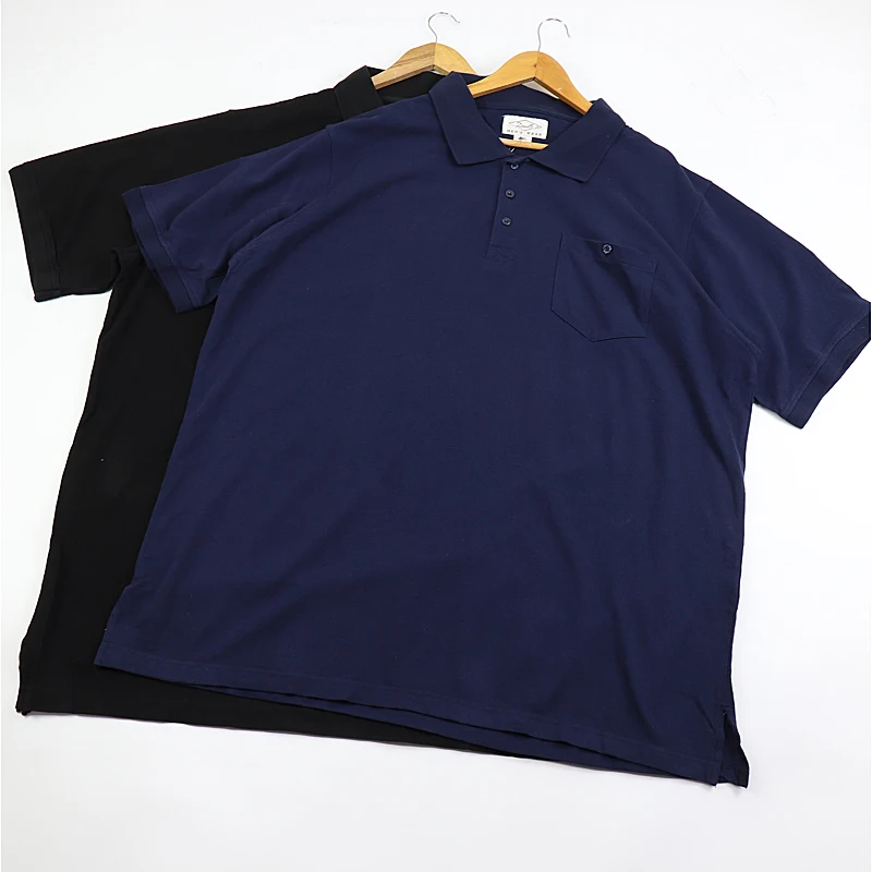 Polo de algodón para hombre, camiseta de manga corta con cuello vuelto, azul marino, de talla grande, gran tamaño, 12XL, 13XL, 14XL, tops holgados de 200KG, 70