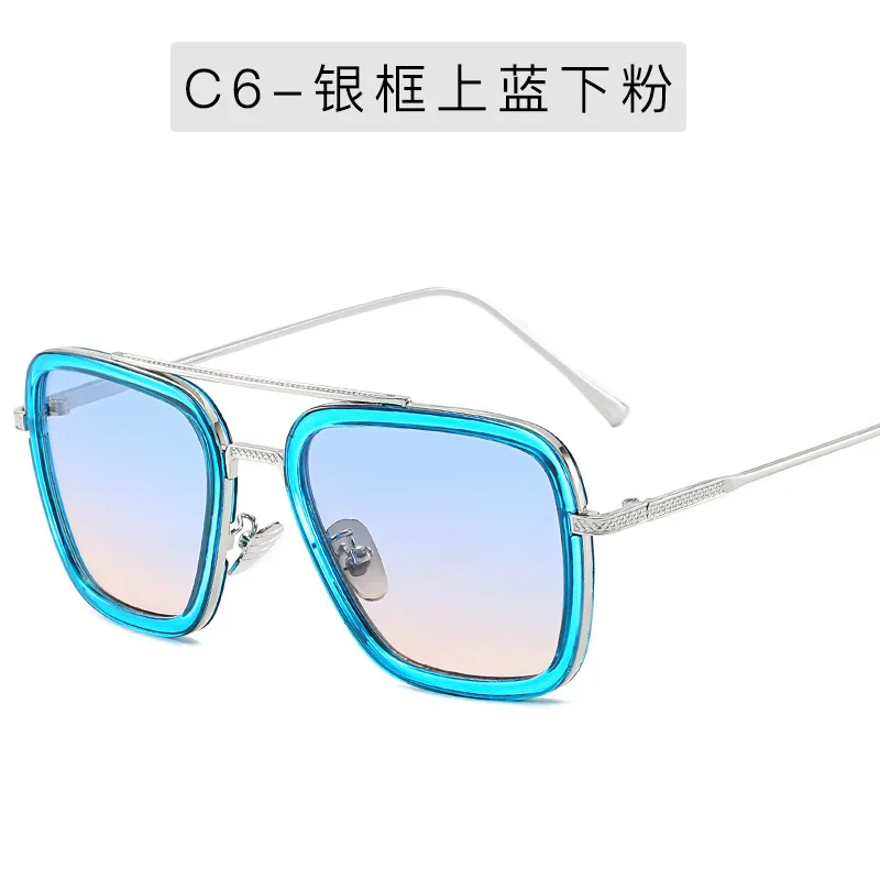 C6 Солнцезащитные очки «Железный человек», Мстители, Робер Дауни Jr, Тони Старк, мужские роскошные брендовые дизайнерские Квадратные Солнцезащитные очки, мужские солнцезащитные очки - Цвет линз: C6