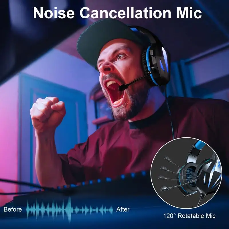 J5 Gaming Headphone LED Professinal Music Earphone Head mounted Wired Gaming Headset W Mic Stereo Bass Headphone Colorful