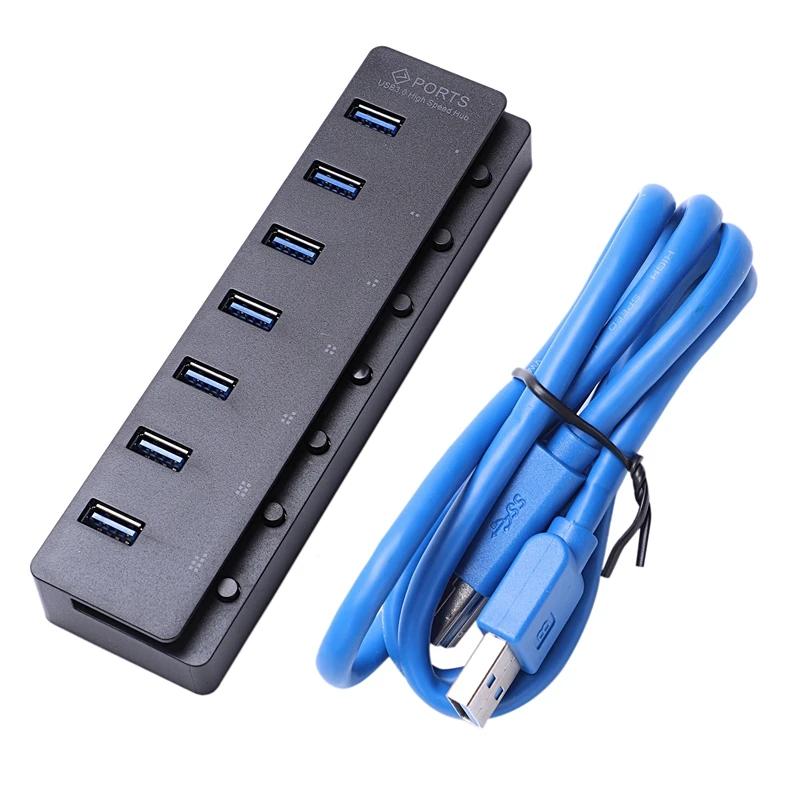 7 портов Usb 3,0 концентратор адаптер с переключателем вкл/выкл, 5 Гбит/с высокая скорость для ПК ноутбук с переключателем ВКЛ/ВЫКЛ