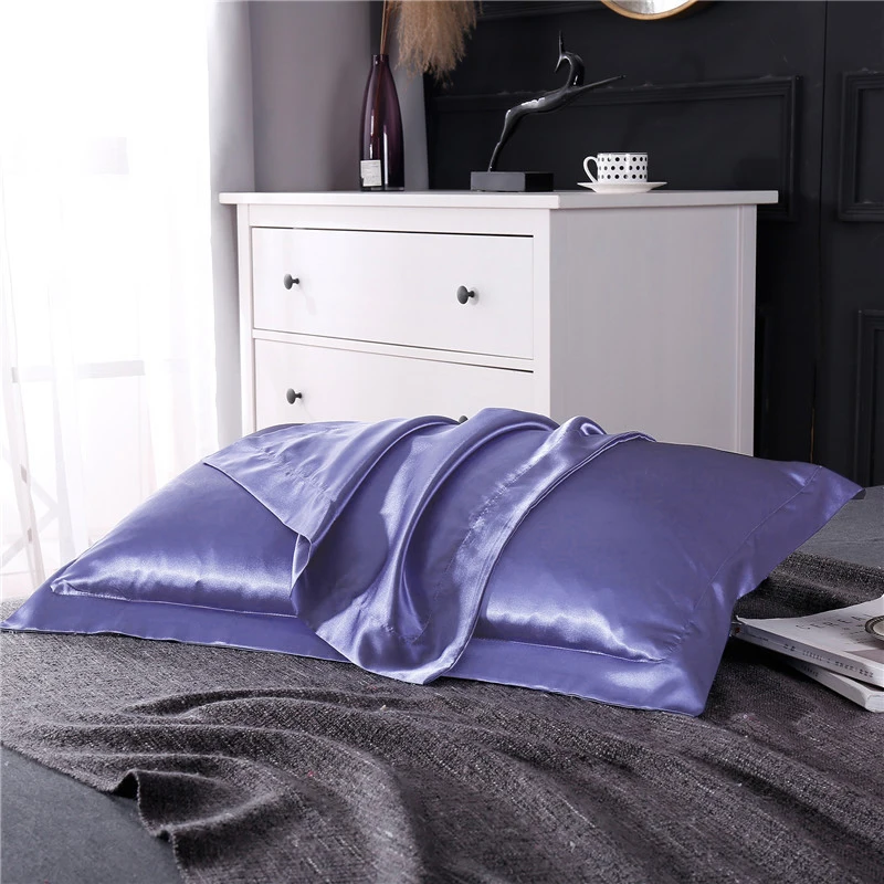 1 SlowDream Luxury White Nature Satin Silk Luxury Pillowcase Wholesale Queen King Silky Bed Pillow Case For Healthy Sleep - Цвет: 1