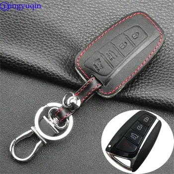 

jingyuqin Genuine Leather 4Button Keyless Entry Smart Key Case Cover For Hyundai SantaFe/Equus/Azera/Genesis L110