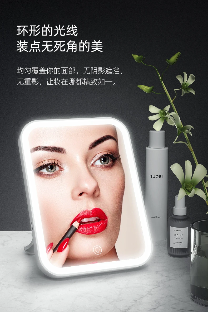 Новое зеркало для макияжа Xiaomi Mijia Youpin со светодиодной подсветкой, светильник с батареей 1500 мА, увеличительное стекло в пять раз, два цвета на выбор