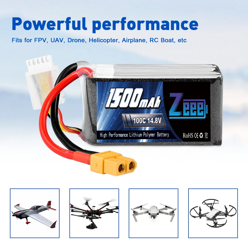 2units Zeee 4S 14.8V 1500mAh Battery, Esquant EEB 100C 14,8V Hign Perfornance Lithium Poly