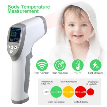 

Handheld 3-in-1 Barcode Scanner Forehead Thermometer 1D/2D/QR Bar Code Reader Support BT & 2.4G Wireless & USB Wired Connection