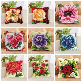 

Flower Plants Series Handcraft Latch Hook Kits DIY Pillow Materials Package Coarse Wool Segment Embroidery klink haak kussen DIY