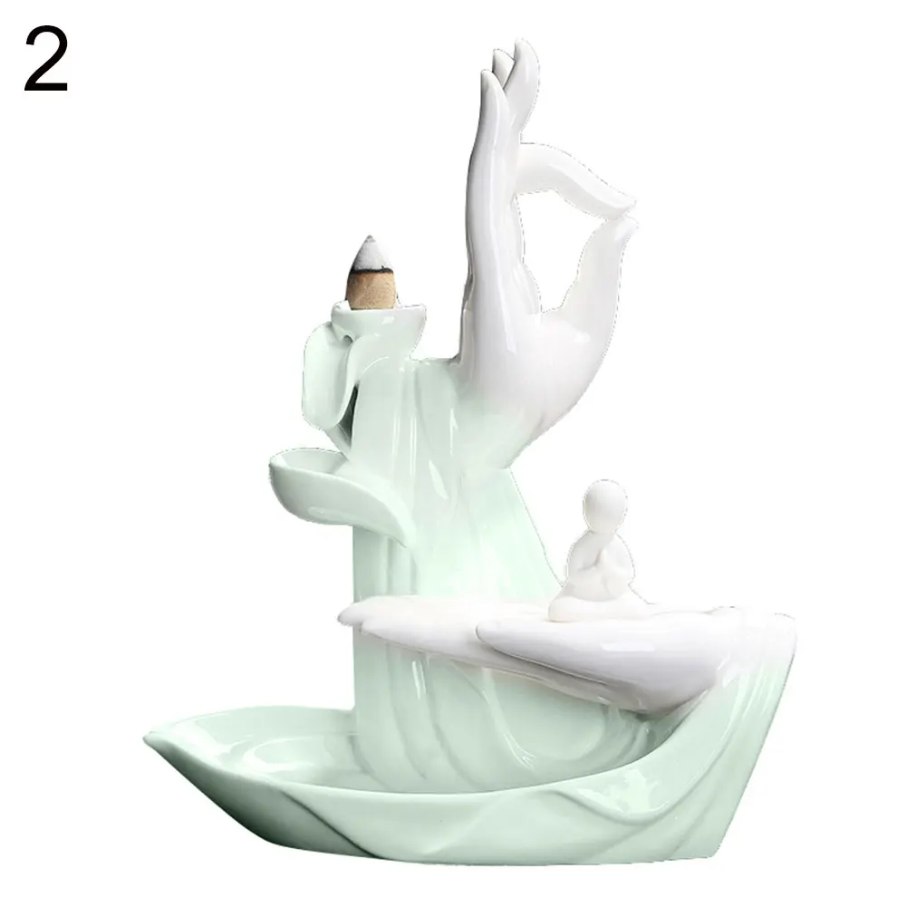 Керамический обратный поток Будды руки лотоса ладан держатель горелок домашняя медитация курильница использовать в офис Teaho