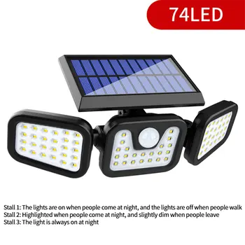 

74 LED Solar Powered Wall Lights Outdoor 360° Rotatable Security with Motion Sensor IP65 Waterproof for Garage Yard Wall Light