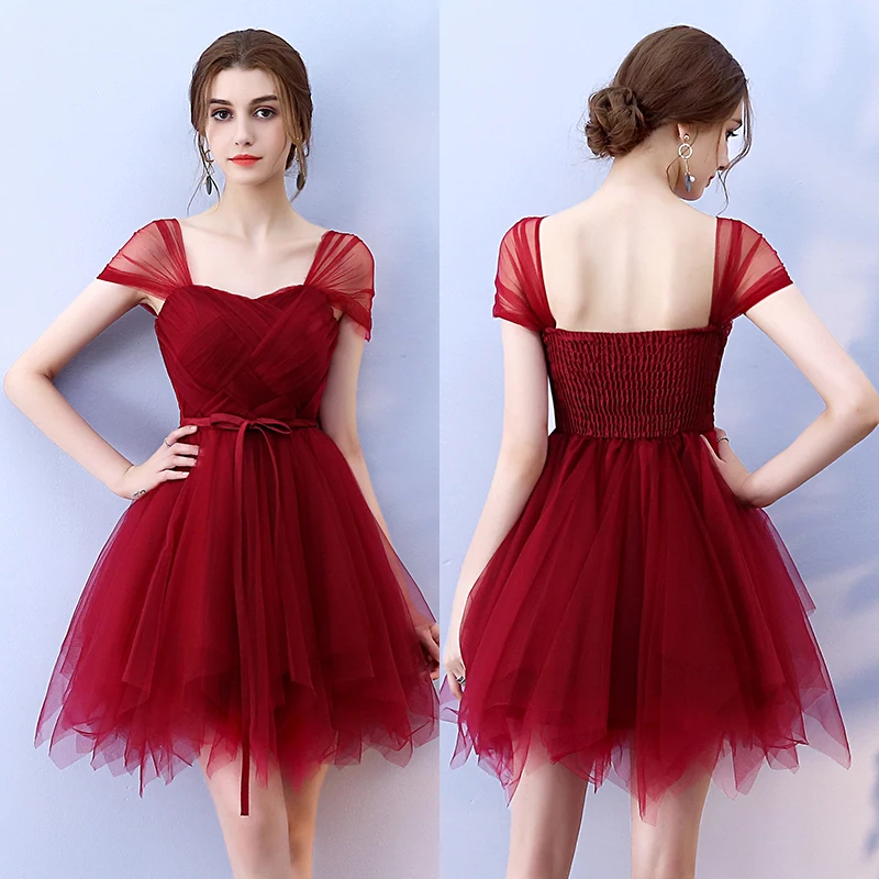 

Short White Blue Pink Bridesmaid Dress Elegant Guest Wedding Party Dress Ball Gown Plus Size Women Dress Red for Bridemaide Prom