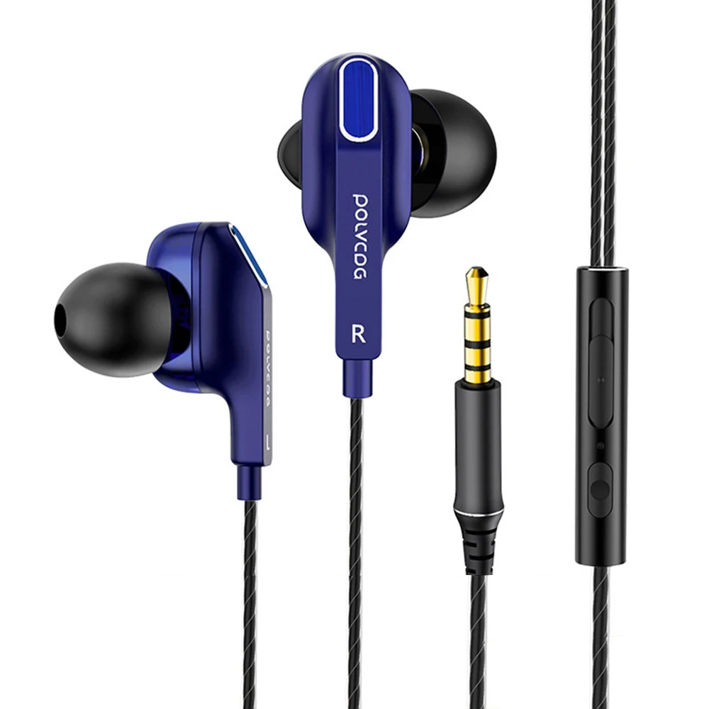 FDBRO D9 with Mic Double Dynamic In ear Wired Earphone Personality HIFI Subwoofer Earbuds Built in HD Gaming Headset
