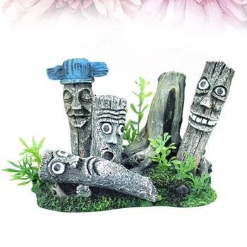 

1pc Aquarium Moai Ornament Simulation Easter Island Moai Head Statue Driftwood Trunk Ornament Aquarium Fish Tank Landscaping Fis
