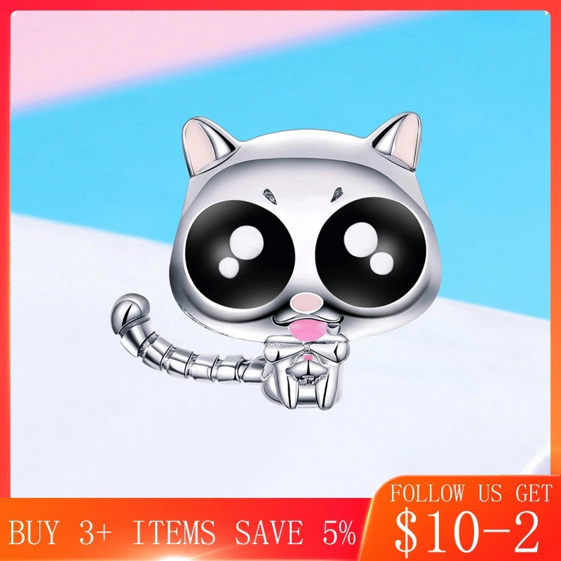 CodeMonkey 925 стерлингового серебра милый кот амулеты животных Бусины Подходят