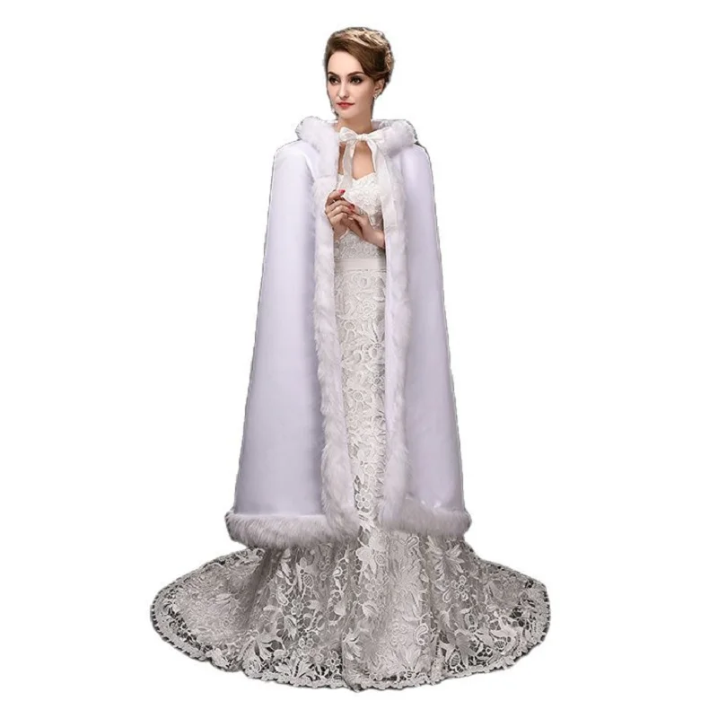 

wholesale new fashion Europe and America women winter coat hooded cloak faux fur shawl