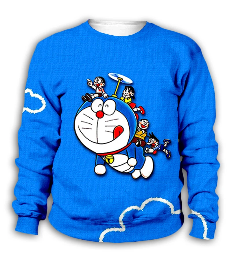Детские синие толстовки с капюшоном и 3D-принтом «Nobita Nobi Doraemon»; модная толстовка с капюшоном для маленьких мальчиков и девочек; комплект повседневной уличной одежды; пуловер