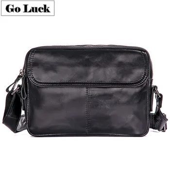 

New Crossbody Shoulder Bag Genuine Cowhide Leather Men's Messenger Bags Casual Pack For Mini Ipad Cell Phone Wallet Camera