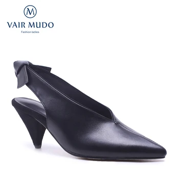 

VAIR MUDO Spring Autumn Fashion Women pumps Genuine leather Black Red White Women Fashion pumps shoes high heels footwear D159L