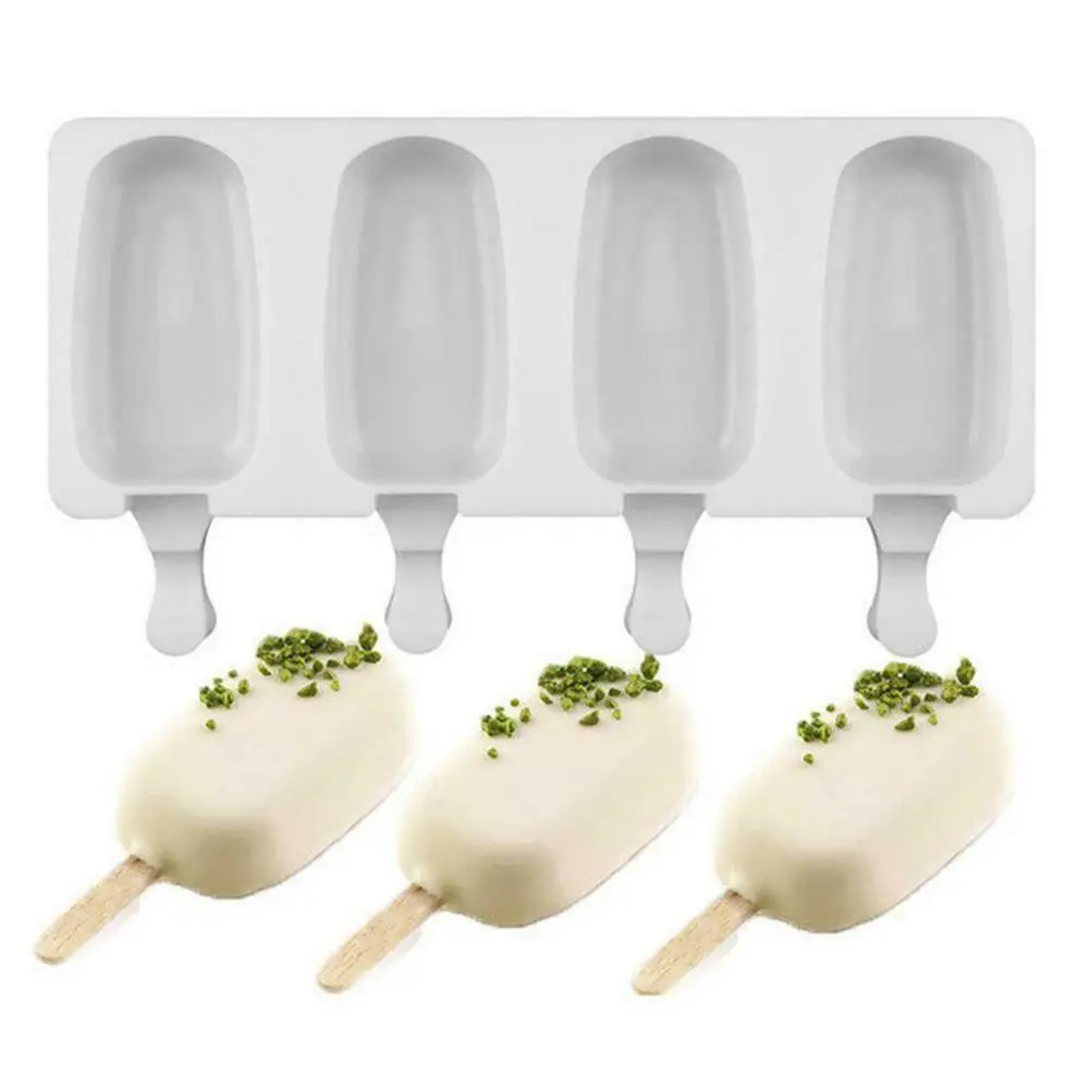 

4 Cell/8 Cell Food Safe Silicone Ice Cream Molds freezing Ice Cube Molds Popsicle Maker DIY Homemade Freezer Ice Lolly Mould