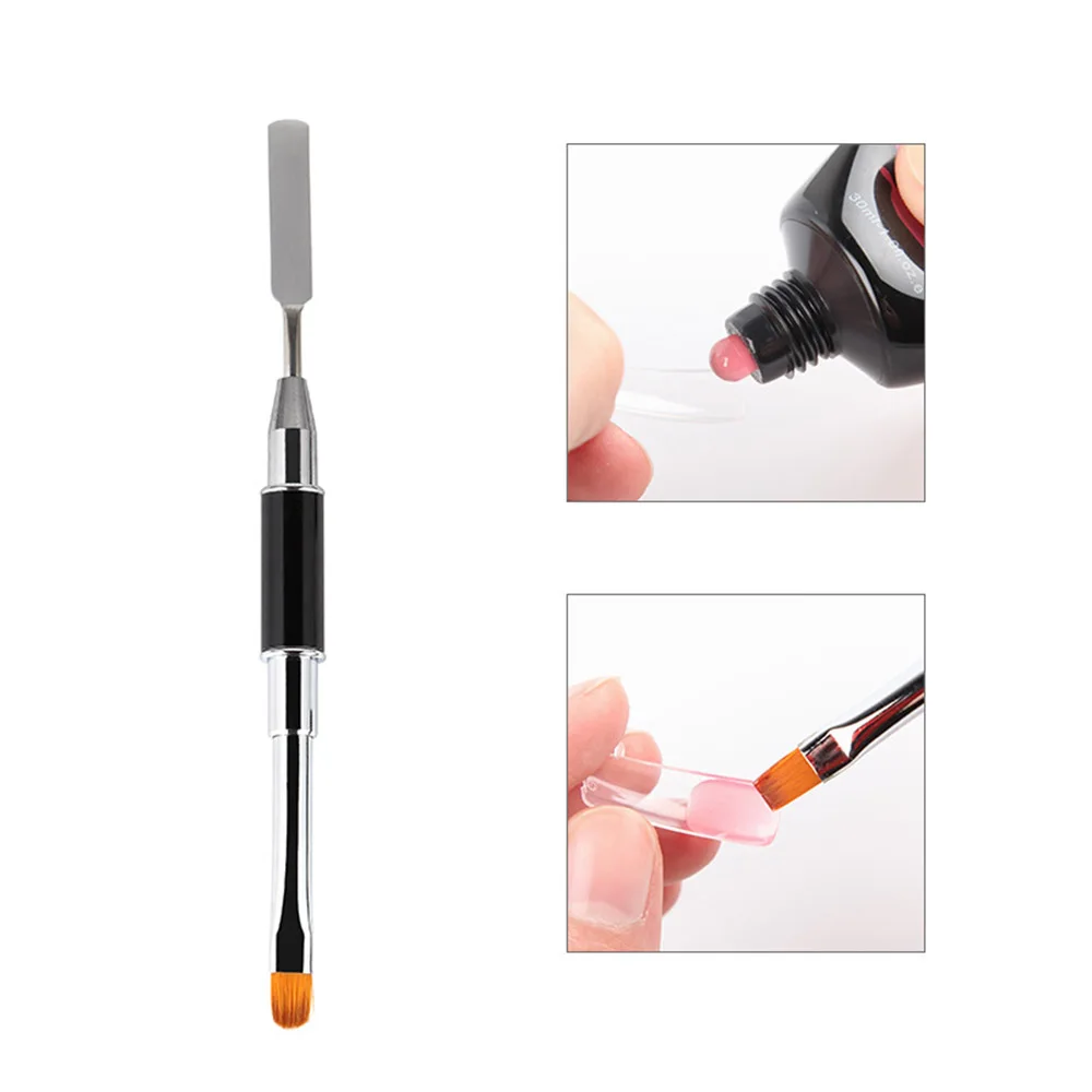 

1Pc 2 in 1 Nail Art Brush Tool Dual-ended Builder UV Poly Gel Mold Form For Acrylic UV Nail Extension Tips DIY Manicure Brush TD