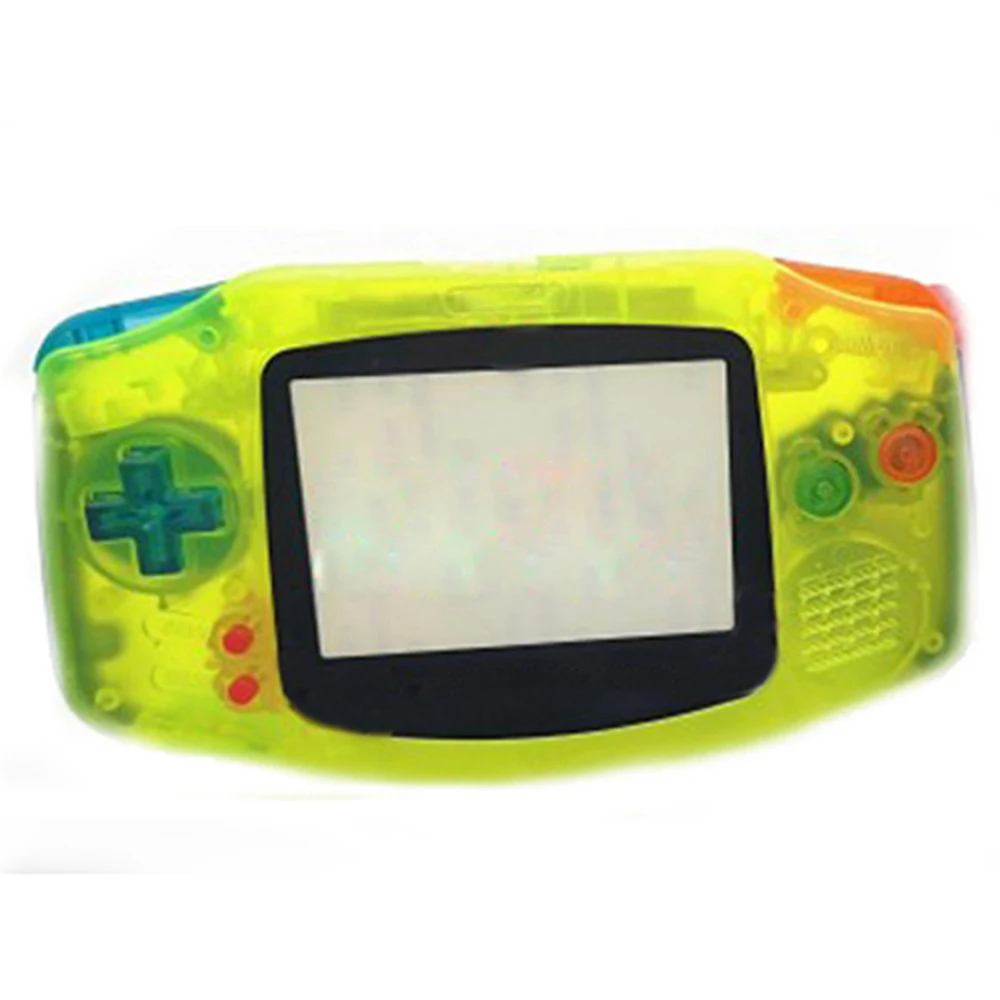 fluorescent yellow Защитный чехол для Nod Игровая приставка GBA сменная Крышка корпуса с кнопками зеркальная проводящая смола и наклейки набор аксессуаров - Цвет: fluorescent yellow