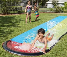 Kid Lawn Water Slide Double Lane Water Splash Slide Summer Backyard Outdoor Garden Lawn Water Slide Spray Summer Water Games Toy