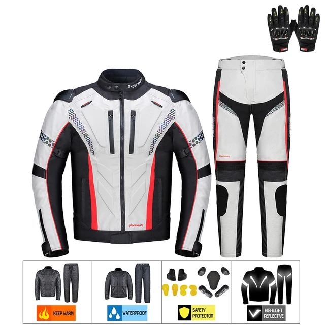Waterproof Motorcycle Jacket Pants Off-Road Racing Motocross Riding Jacket Suit Men Windproof Touring Moto Protective Suit GR-Y12 WT Suit